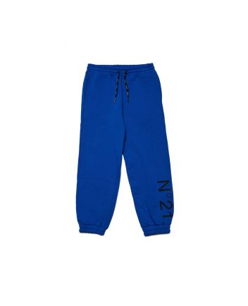Kids Blue Fleece Logo Print Trouser