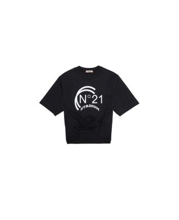 Girls Black Logo Print Top