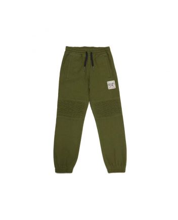 Boys Green Cottton Logo Print Trouser