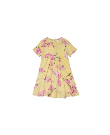 Girls Yellow Floral Print Dress