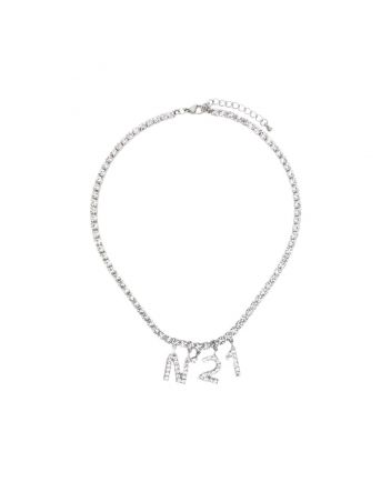 Girls Glass Crystal Logo Pendant Necklace