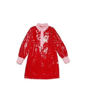 Girls Red Sequin-Embellished Dress