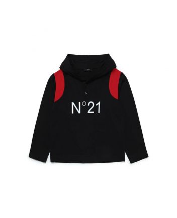 Boys Black Logo Print Hoodie