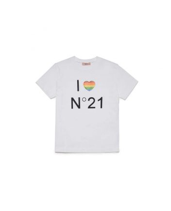 Girls White I Love N°21 Logo-Print T-Shirt