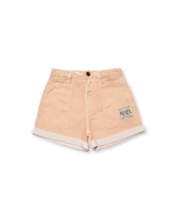 Girls Light Pink Faded-Effect Denim Shorts