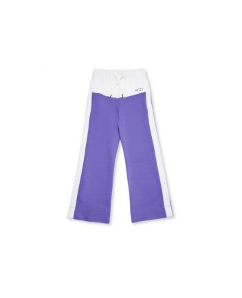 Girls White & Purple Colorblock Fleece Trouser