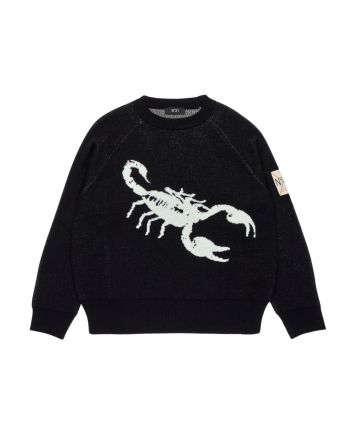 Boys Black Wool-Blend Sweatshirt with Scorpion