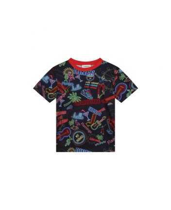 Boys Black Printed T-Shirt