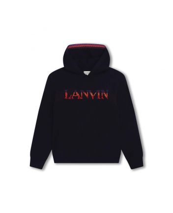 Girls Black Logo Intarsia-Knit Hoodie