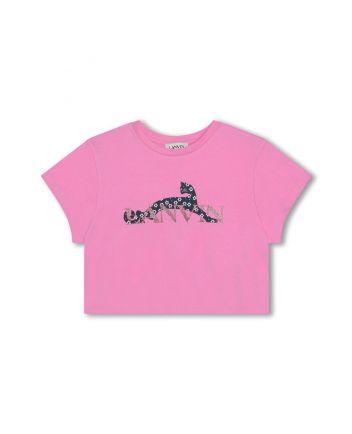 Girls Pink Logo-Print Cotton T-shirt
