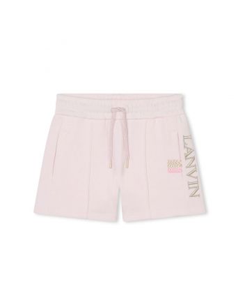 Girls Light Pink Logo-Embroidered Cotton Shorts