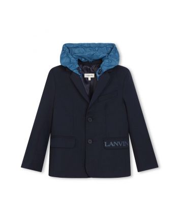 Boys Navy Blue Hooded Blazer