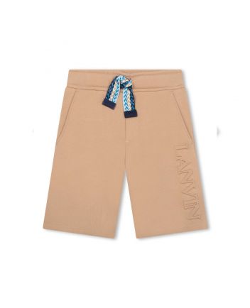 Boys Beige Logo-Embossed Cotton Shorts