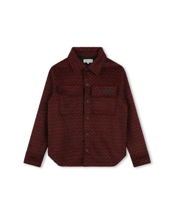 Boys Red Herringbone-Pattern Shirt