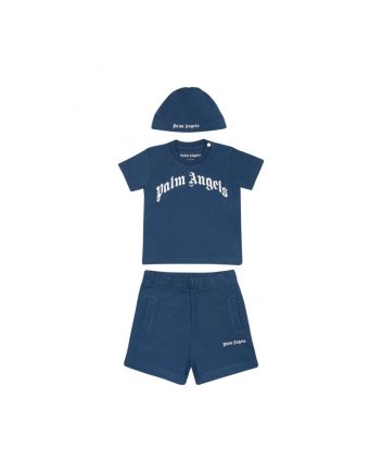 Baby Boys Navy Blue Logo-Print Short Set