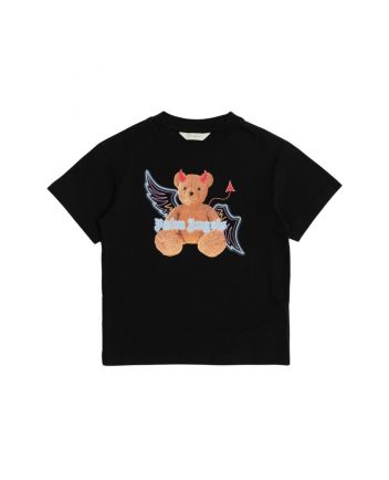 Boys Black Devil Bear Print Cotton T-shirt