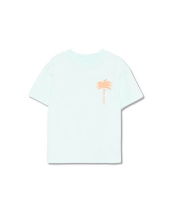 Boys Blue Palm-Tree Print Cotton T-Shirt