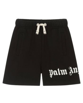 Boys Black Logo-Print Cotton Shorts