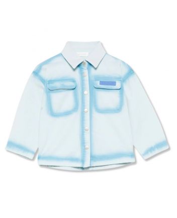 Boys Denim Blue Logo-Patch Shirt