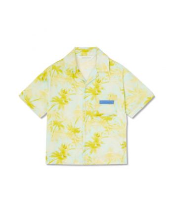 Boys Yellow Graphic-Print Logo-Patch Shirt