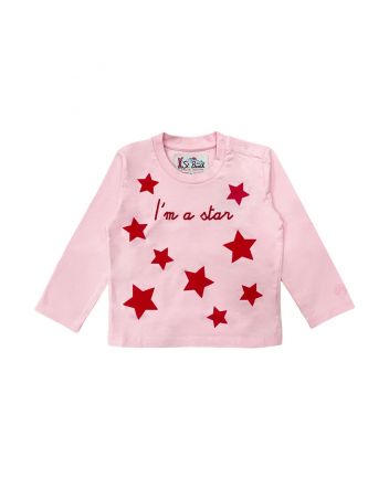 Girls Pink Embroidered-Logo T-Shirt