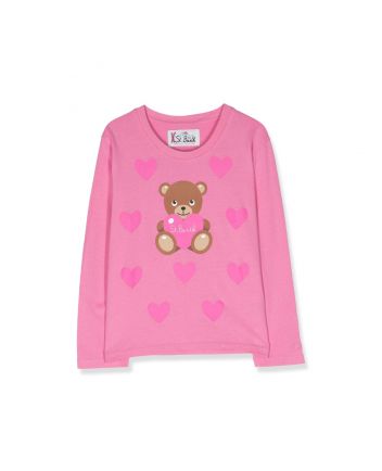 Girls Pink Penny Teddy-Bear Cotton T-shirt