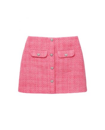 Pink Textured Woven Mini Skirt