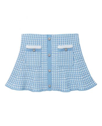 Blue Knit Mini Skirt