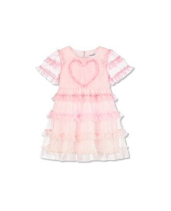 Girls Pink Tulle Heart Dress
