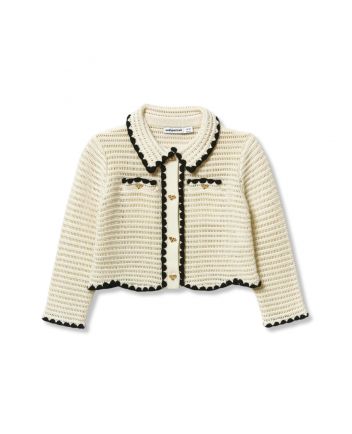 Girls Cream Crochet Cardigan