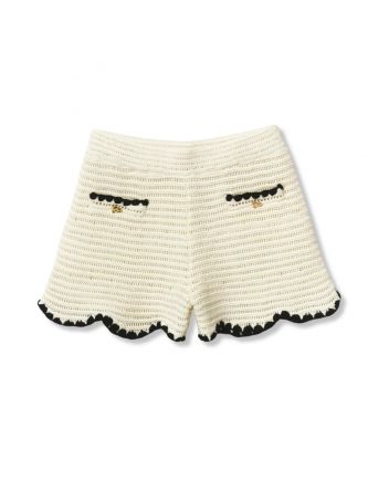 Girls Cream Crochet Shorts