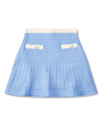 Girls Blue Cotton & Wool Knit Skirt