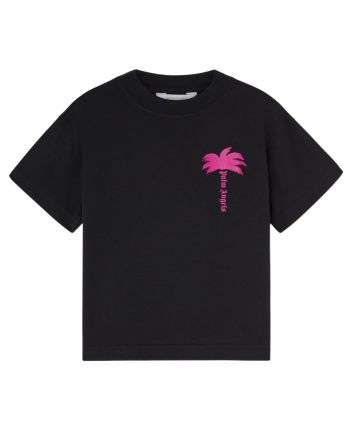 Girls Black Logo-Print Cotton T-Shirt