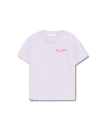 Girls Purple Cotton Embroidered-Logo T-Shirt