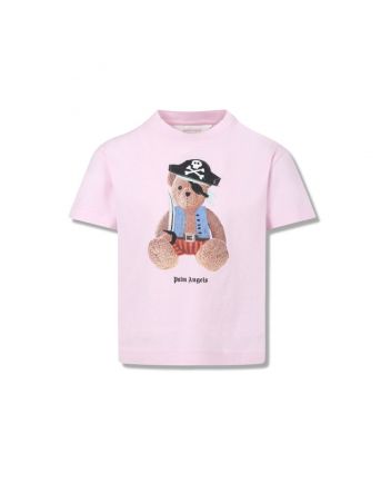 Girls Pink Cotton Pirate Bear T-Shirt