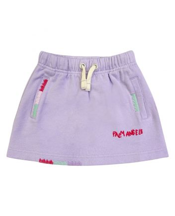 Girls Purple Embroidered-Logo Sweat Skirt