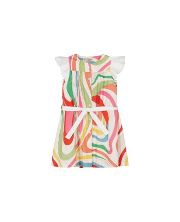 Girls Multi Color Marmo Print Dress