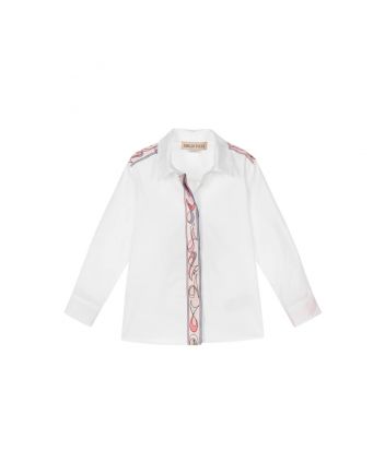 Girls White Poplin Marmo Blouse Shirt