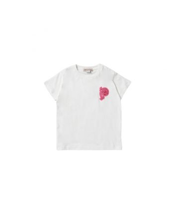 Girls White Cotton Half Sleeves T-Shirt