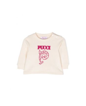 Girls Ivory Embroidered Motif Logo Sweatshirts