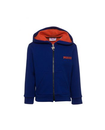 Girls Blue Logo Print Zip-up Hoodie