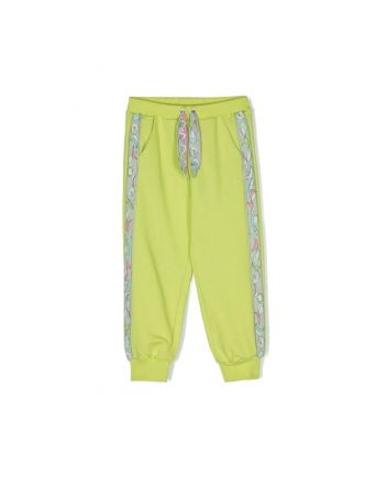 Girls Green Logo-Print Cotton Track Pants