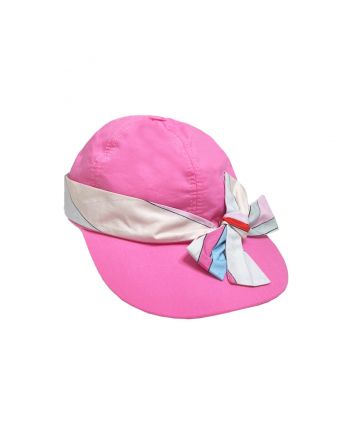 Girls Pink Iride-Print Bow Cap