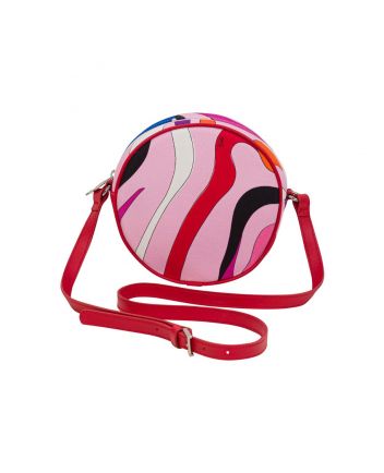 Girls Pink Marmo-Print Circular Crossbody Bag