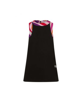 Girls Black Iride-Print A-line Dress