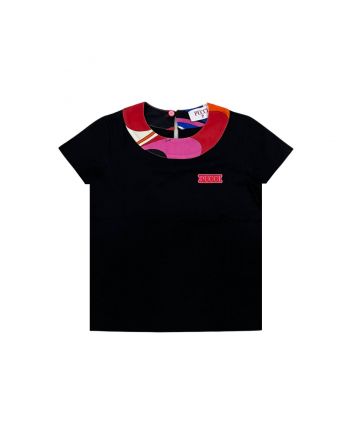 Girls Black Logo-Patch Cotton T-Shirt