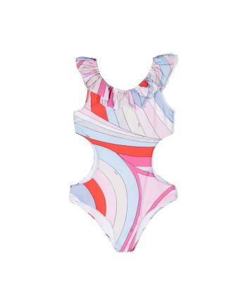 Girls Light Pink Iride Cut-Out Swimsuit