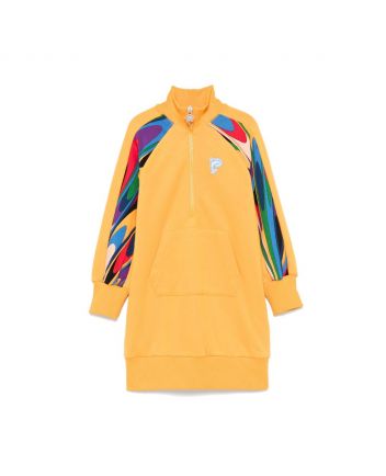 Girls Yellow Sweater Dress With Pouch Pockets