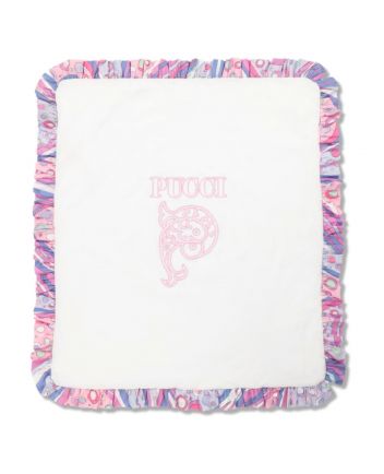 Baby Unisex White & Pink Fontane Blanket (90cm)