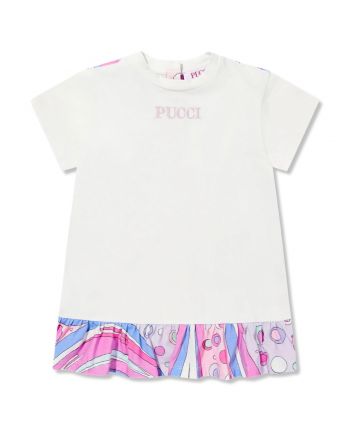 Baby Girls White Logo-Print Dress